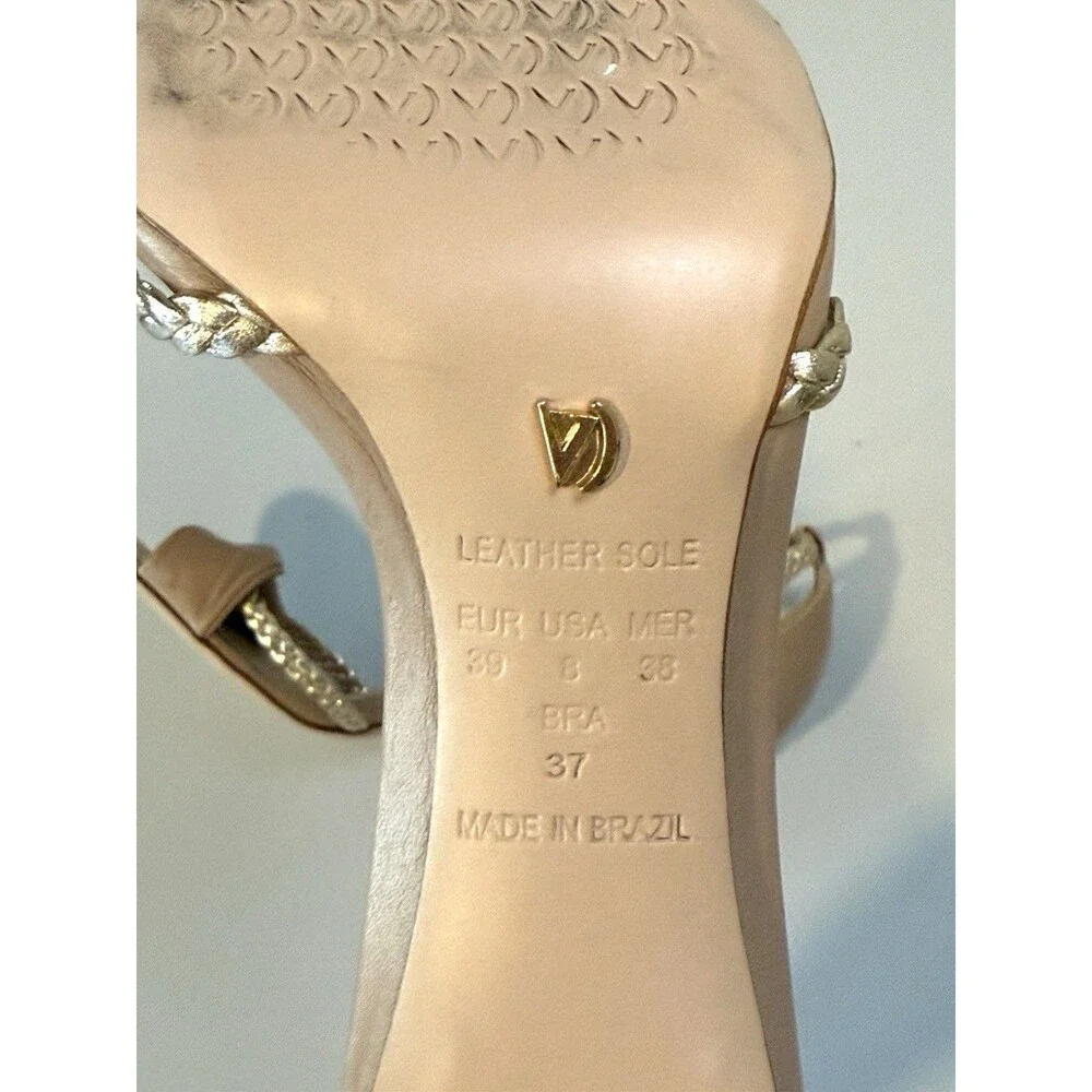 Vicenza Womens Strappy Heel Leather Sandals US 8 Sand Stiletto Sexy